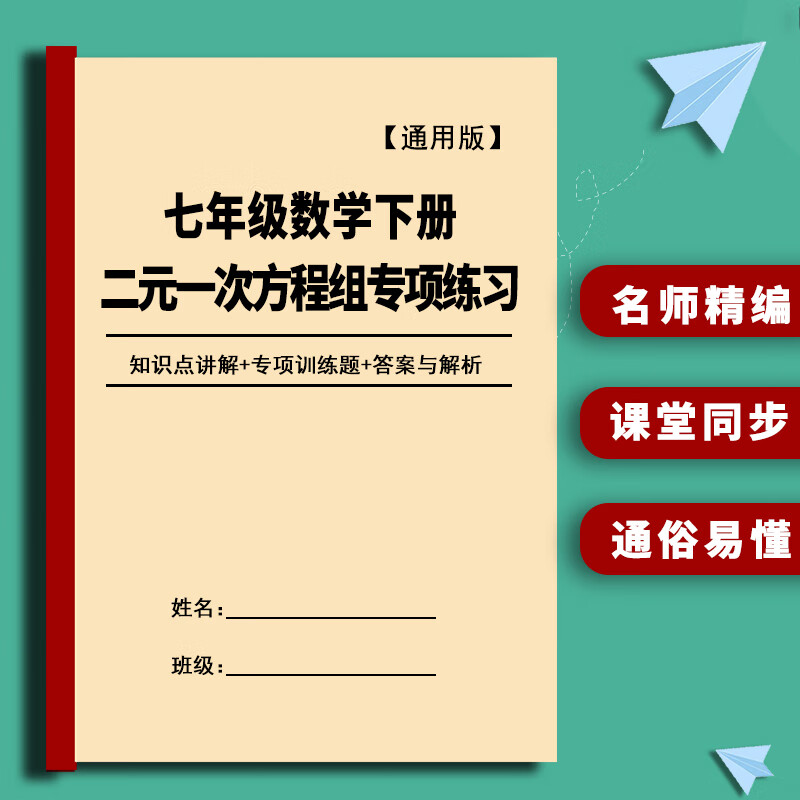 初中七年级下册数学二元一次方程组专项训练习题知识点讲解作业本 七