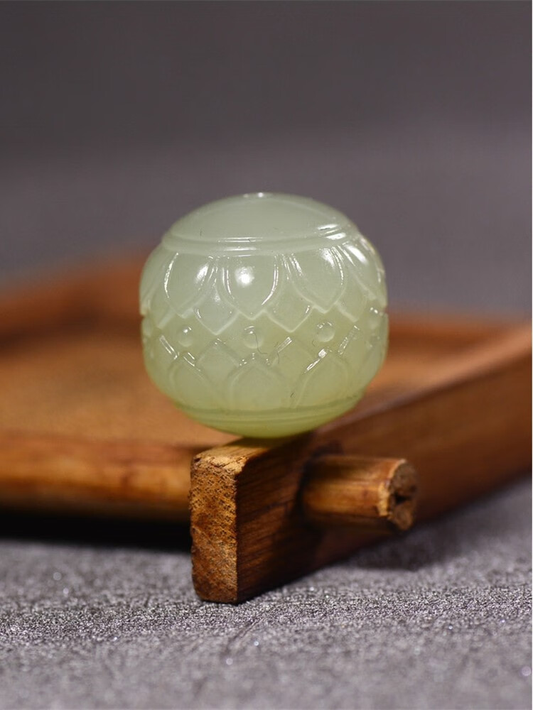 挚纯和田玉回纹珠鸭蛋青玉散珠转运珠diy手串配饰配珠手工雕刻 精选款