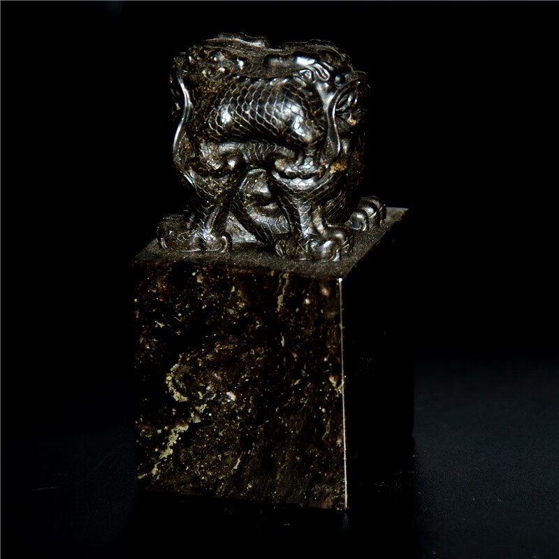 寿山石印章坑头尼姑楼石品种石玉玺双龙印章把件包雕刻字