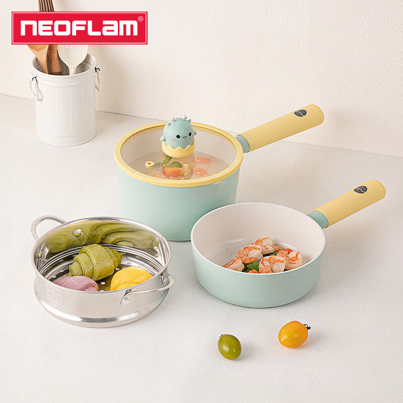 Neoflam宝宝辅食锅牛奶锅婴儿煎煮一体小奶锅不粘锅陶瓷涂层一人食小锅 【龙年限定】辅食奶锅 16cm