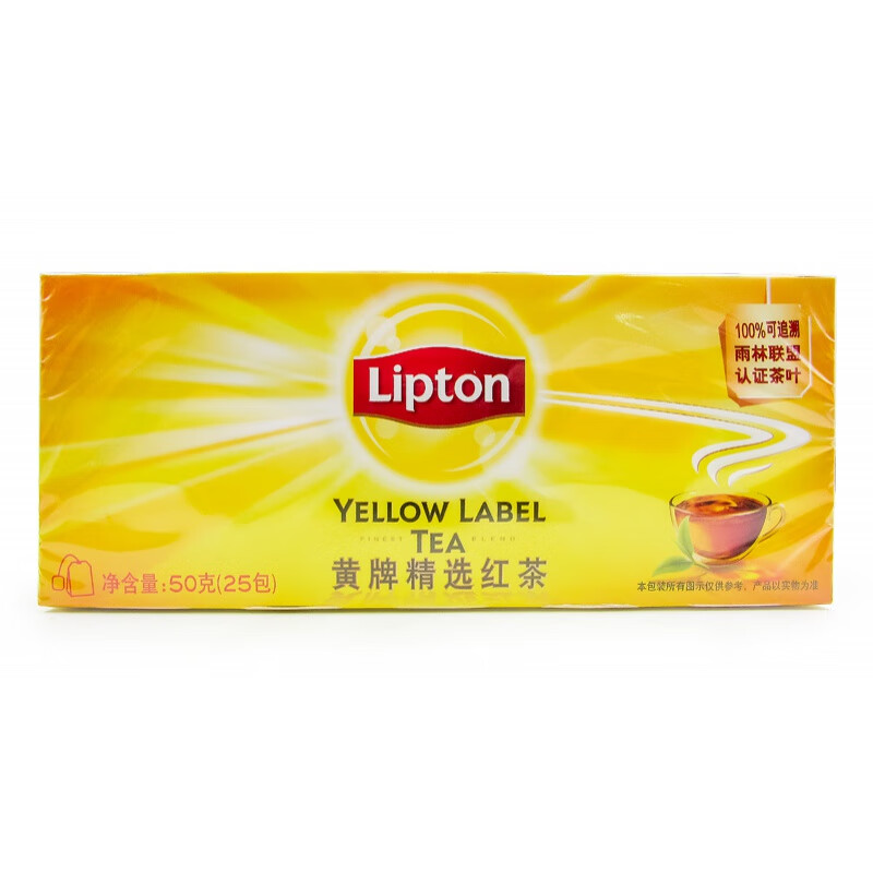 立顿（Lipton）红茶黄牌精选茶茉莉/绿茶/伯爵/韵香乌龙25小包可选 立顿红茶25包(盒)