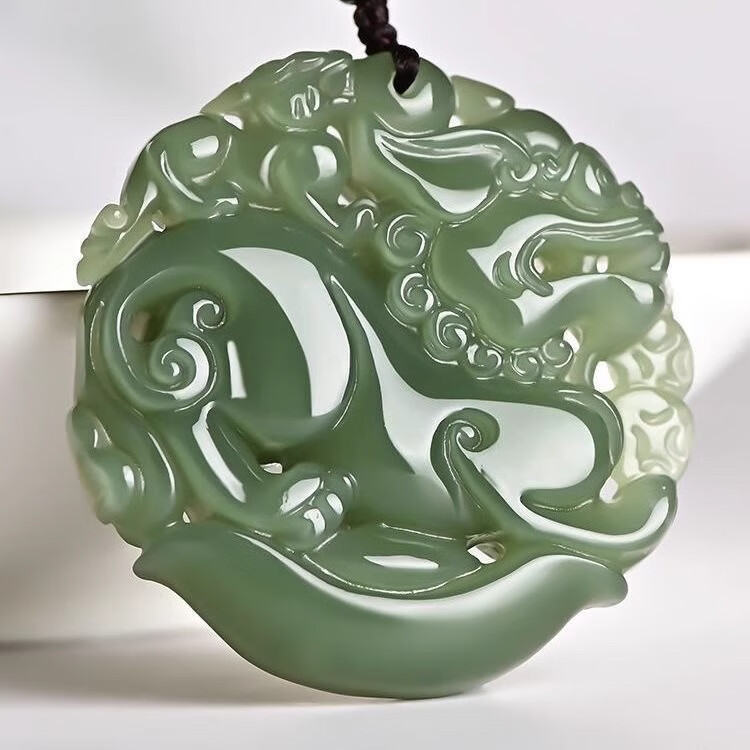 朗恩天然和田玉貔貅吊坠男女款青玉皮丘招财转运玉石玉吊坠毛衣链挂件