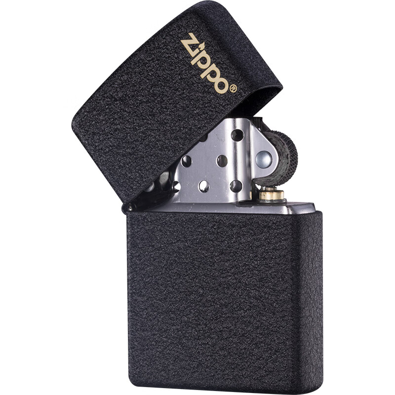 ZIPPO打火机官方旗舰店正品520礼物送男友黑裂漆236商标可定制刻字告白 黑裂漆-经典商标通用套装