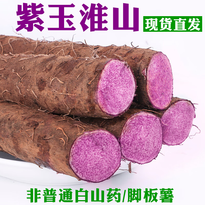 正宗紫玉淮山药新鲜藤产地直供铁棍山药紫色脚板薯农家现货 3斤