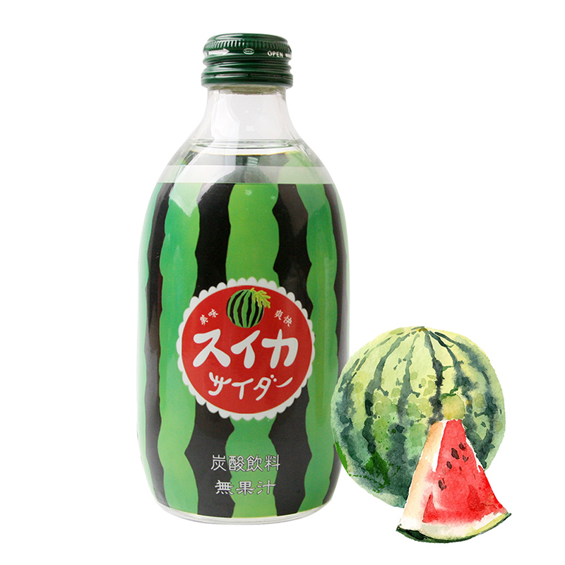友升日本原装进口友桝友傑碳酸饮料友树果味汽水 300ml*12瓶【西瓜味