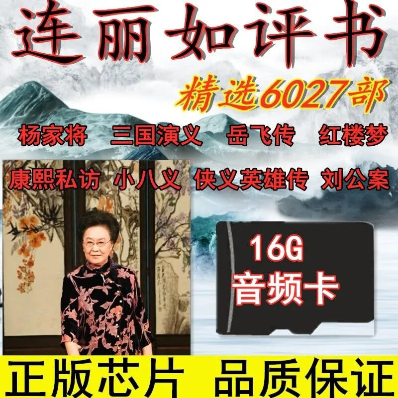 闲遇16g连丽如评书内存卡6027部音频卡mp3杨家将新岳飞传等评书tf卡