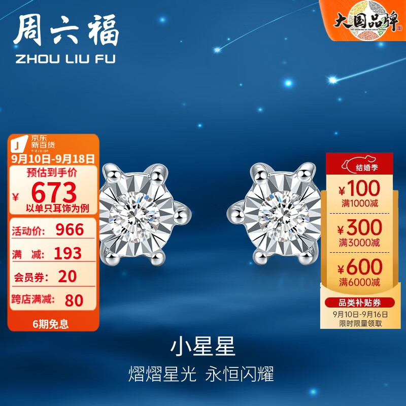 周六福（ZLF） 18K金钻石耳钉女六爪镶钻璀璨闪耀耳饰送女友礼物 现货（一对）怎么看?