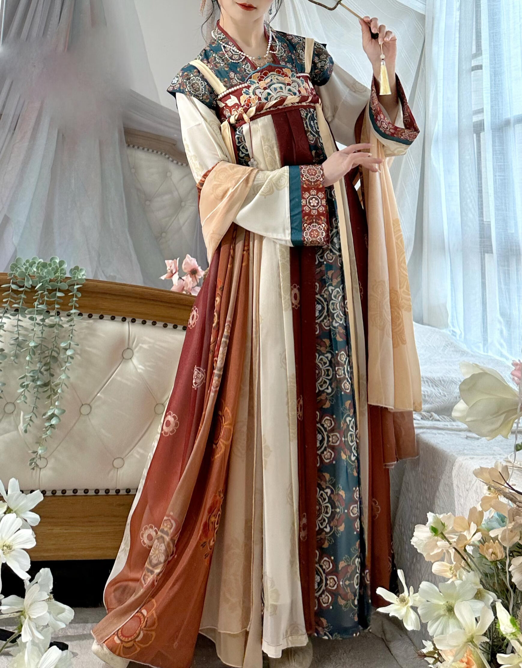 蔓草寇唐制汉服汉服唐制半臂上襦齐胸襦裙刺绣改良日常春款 半臂 上襦