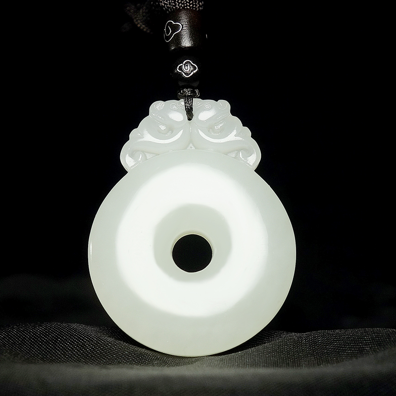 珠玥和田玉平安扣吊坠男貔貅女项链男玉扣玉坠女款玉佩自戴送礼