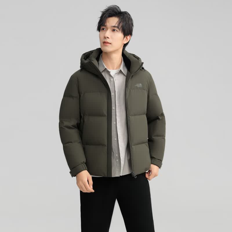 雪中飞新款百搭时尚男士短款连帽羽绒服休闲百搭保暖防寒显瘦亲肤 橄榄绿|4018 XL 180/96A