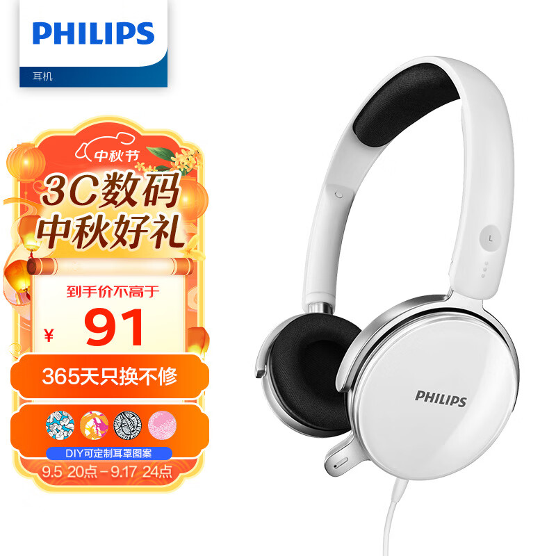 飞利浦（PHILIPS）头戴式耳机有线耳机带麦克风耳麦网上学习考试游戏耳机3.5mm音频接口SHM7110U