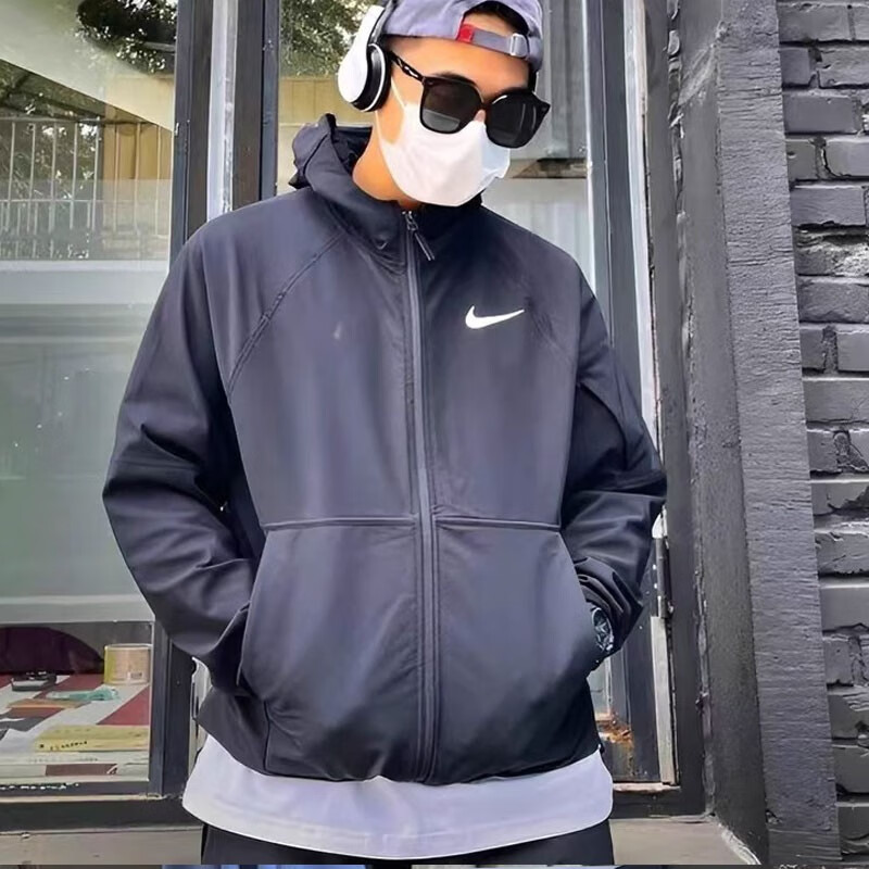 耐克(nike)外套男士2024春秋款新款运动服宽松简约休闲连帽夹克开衫