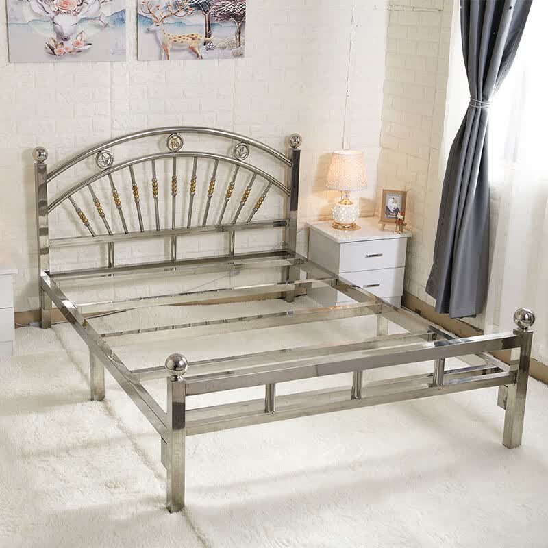 不锈钢床304 加厚304豪华不锈钢床铁艺床架1.8米1.