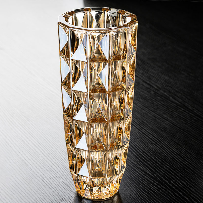 【轻奢高端】落地花瓶摆件轻奢款大号高款晶钻玻璃花瓶加厚轻奢北欧