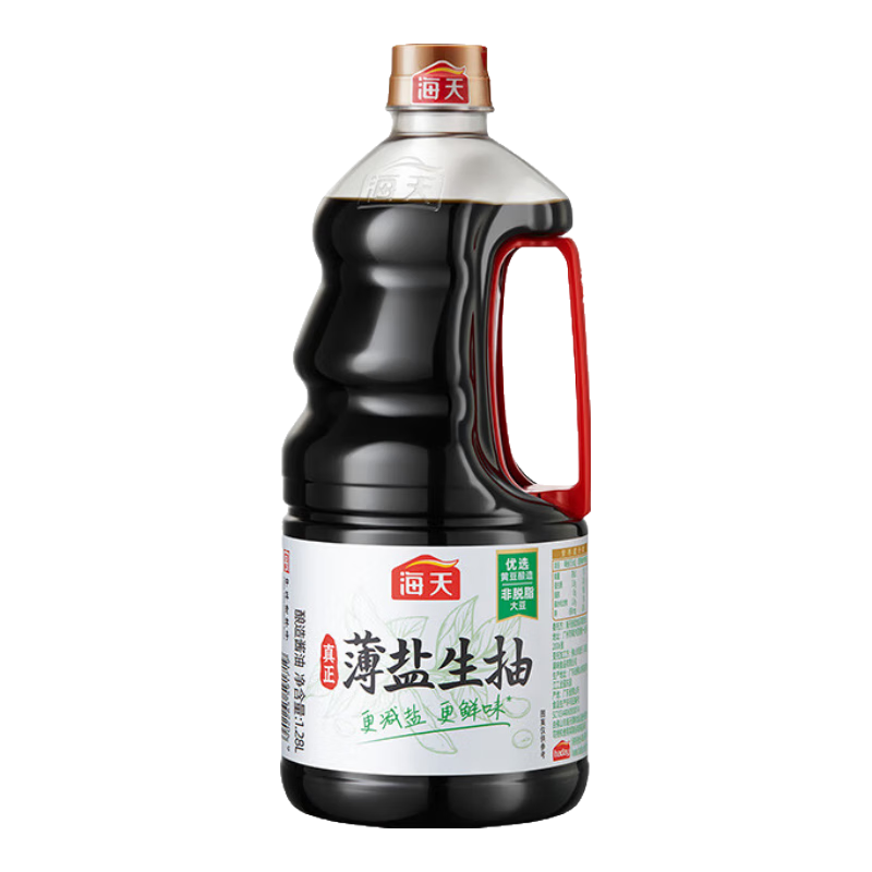 海天酱油 薄盐生抽 减盐国标一级非转基因黄豆酿造煲汤炒菜红烧调味品 【减盐30%】薄盐生抽1.28L*1瓶