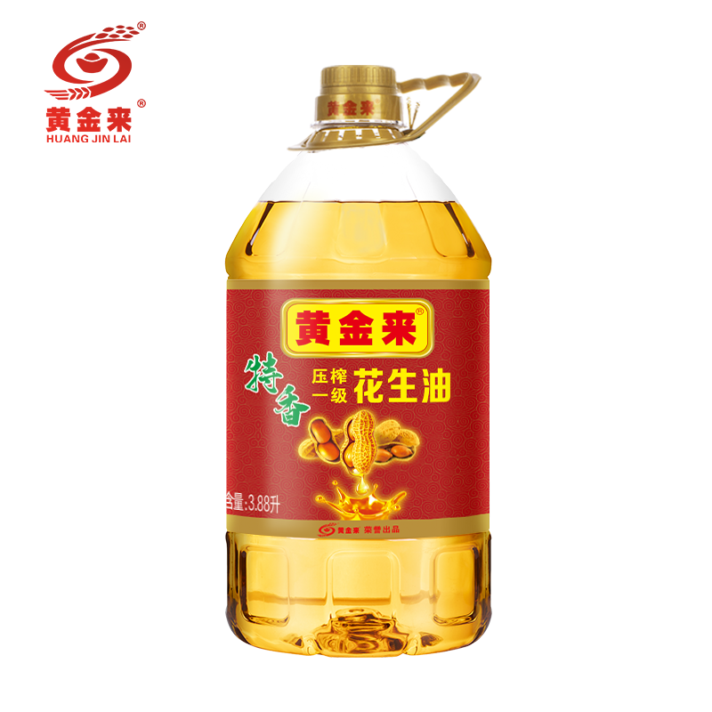 黄金来食用油 特香压榨一级花生油3.88l 纯正花生油5l 特香花生油3.