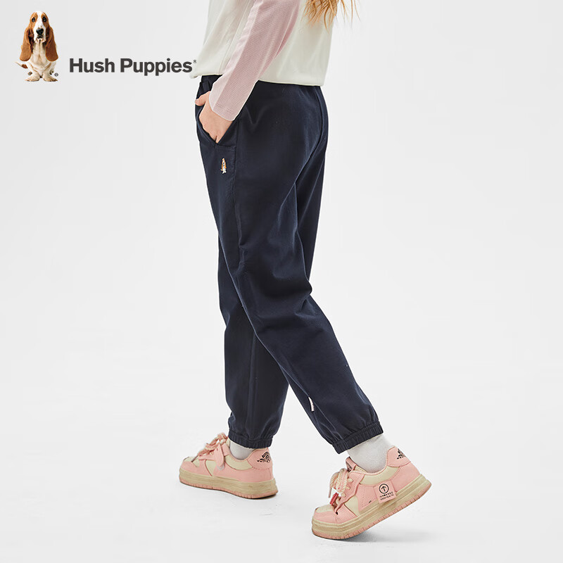 暇步士（Hush Puppies）童装儿童女大童春季舒适柔软时尚休闲薄款运动针织长裤 藏蓝 140
