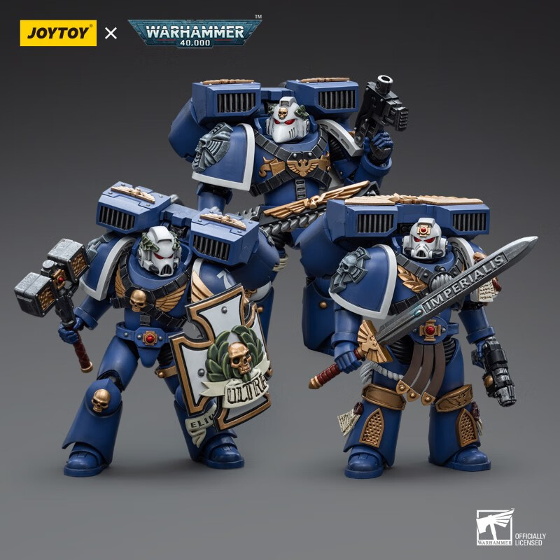 先锋老兵三人组1:18兵人手办 jt8025极限战士 装备链锯剑和爆矢手枪的