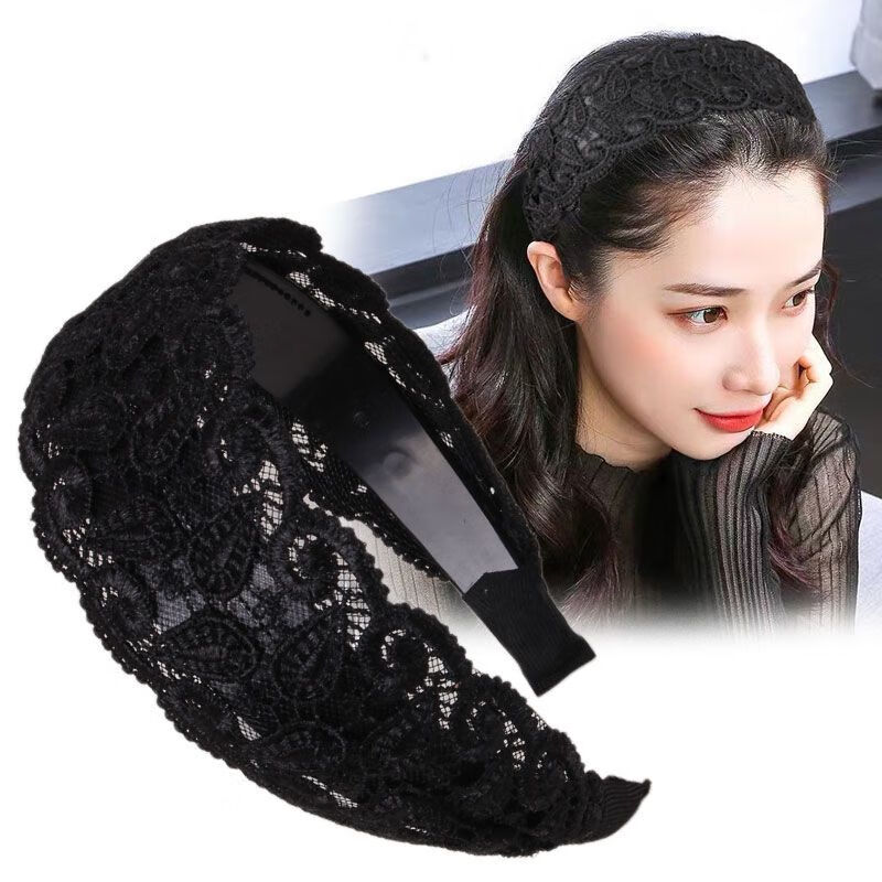沁度寬邊發(fā)箍女外出夏季壓發(fā)圈女壓發(fā)條中老年發(fā)卡遮白發(fā)頭飾發(fā)夾頭箍 黑色[小蝌蚪]