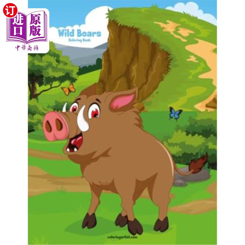 海外直订wild boars coloring book 1 野猪涂色书