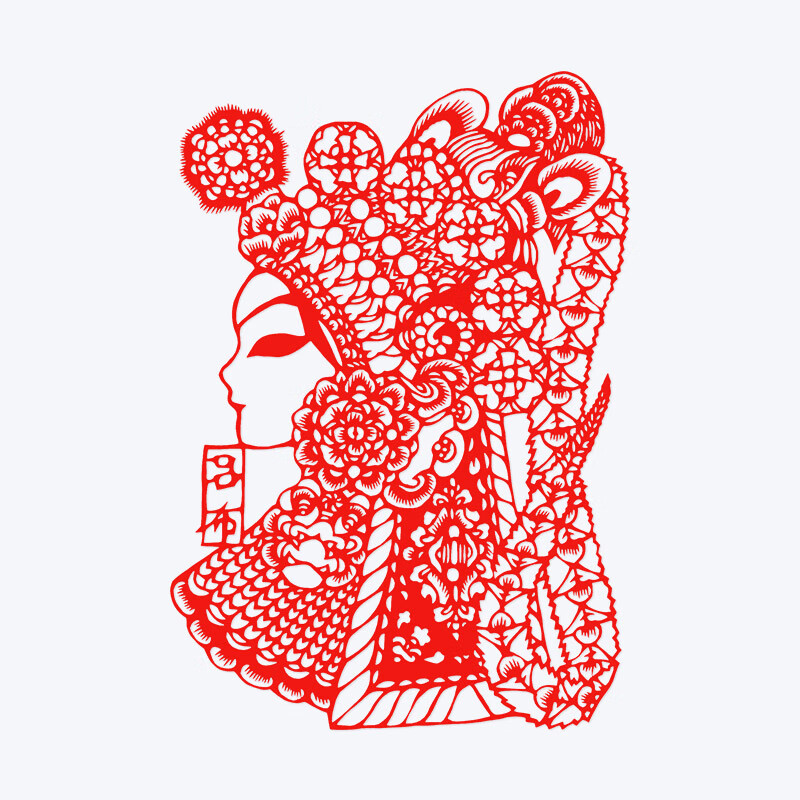 京剧脸谱剪纸 京剧脸谱国粹剪纸作品成品中国风镂空艺术刻纸 吕布35*