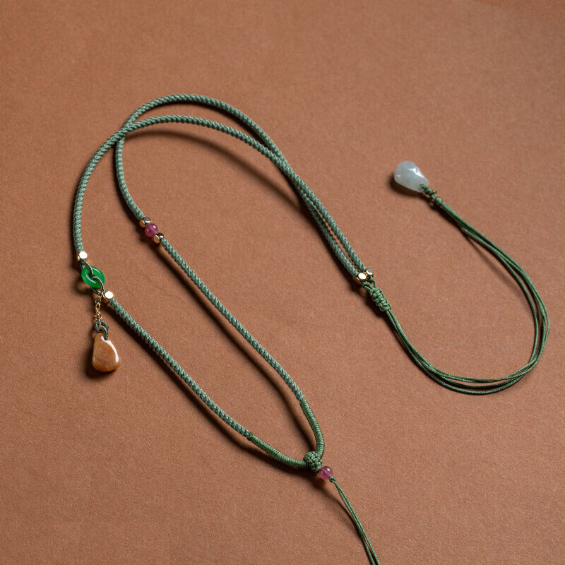 玉满田 平安扣吊坠挂绳挂的项链绳多宝翡翠玉佩平安扣金佛观音女项