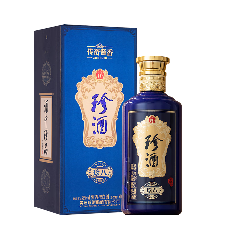 珍酒 珍八 53%vol 酱香型白酒 500ml 单瓶装