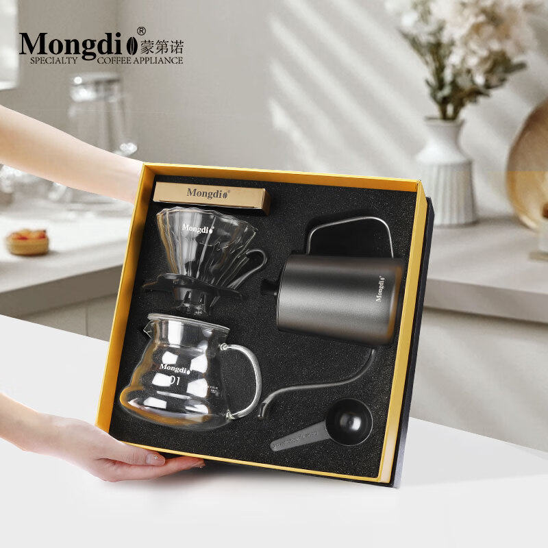 Mongdio 手冲咖啡壶套装 V60玻璃滤杯+分享壶+手冲壶+滤纸 