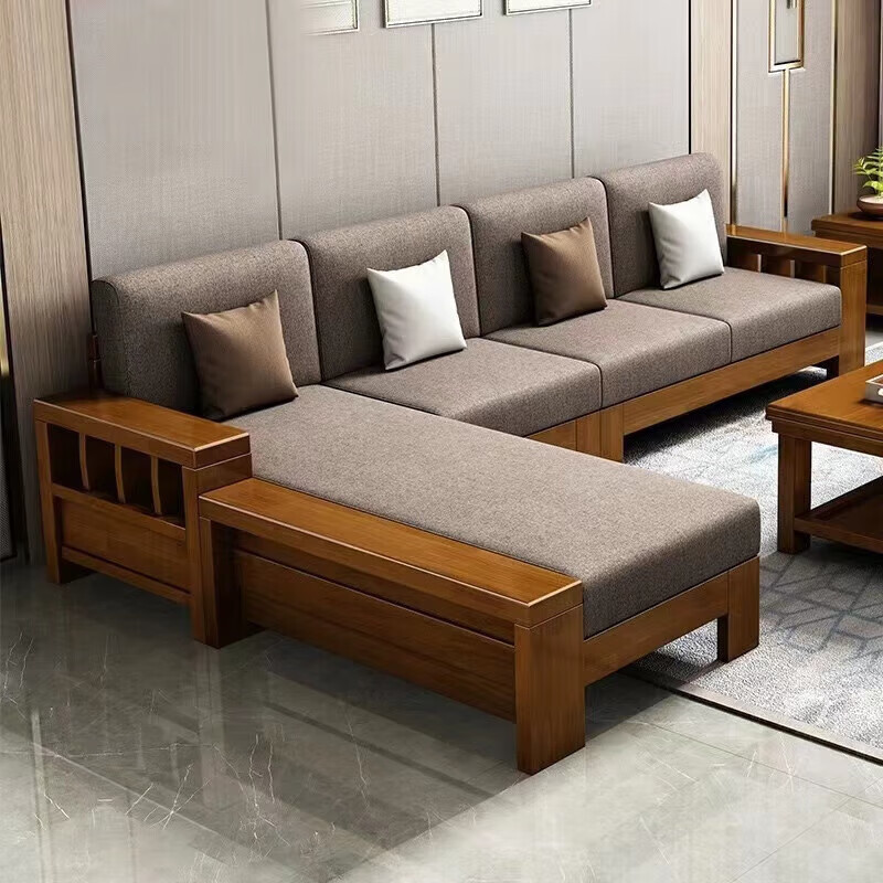 佛山东莞品牌实木沙发组合简约现代中式转角客厅北欧小户型12 三人位