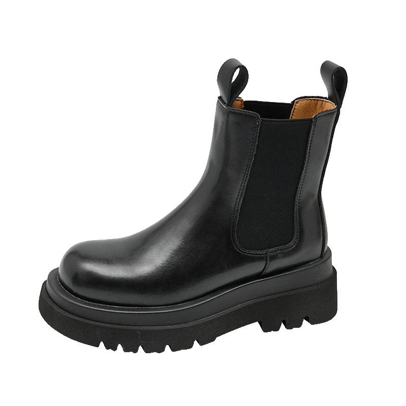 西遇切尔西靴女2025新款秋冬英伦风显瘦烟筒靴小个子增高厚底短靴 黑色短款7566) 35 (225mm)