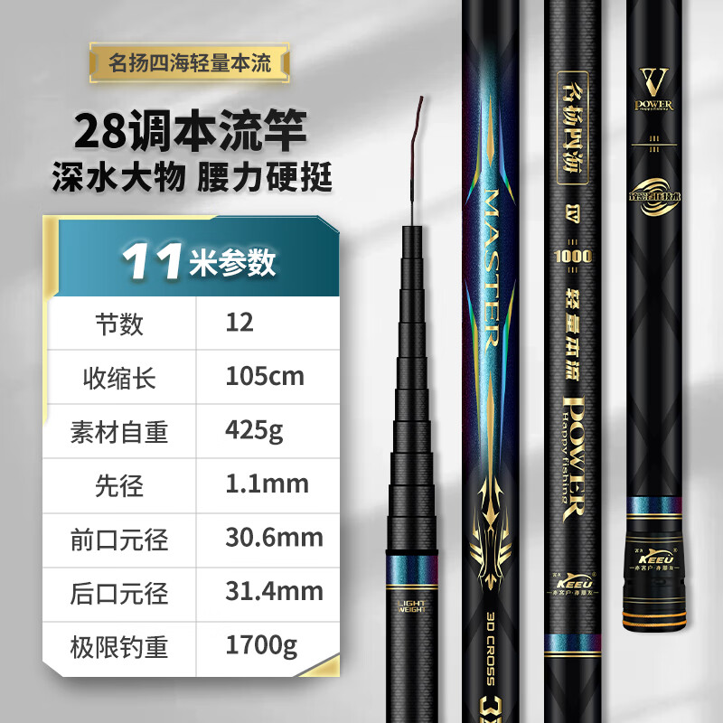 轻量本流鱼竿超硬竿长杆手杆短节竿传统钓长杆溪流1 11米【调性超硬