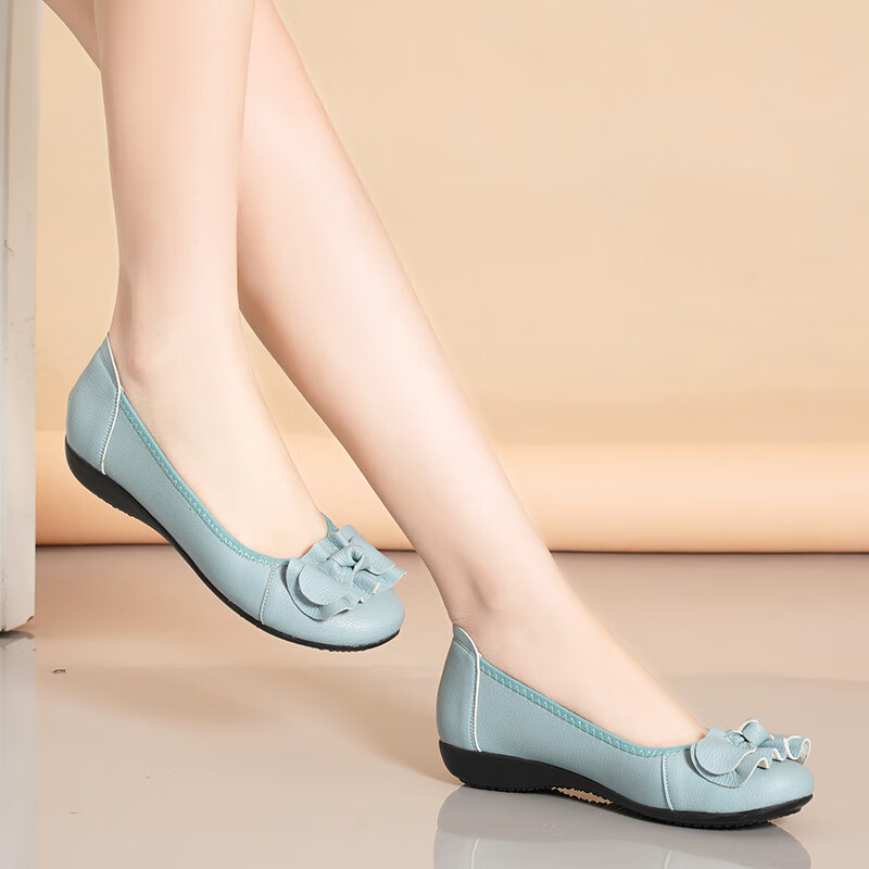 离境天女士平底真皮船鞋软皮平底单鞋女春季新款软皮鞋豆豆鞋百搭休闲