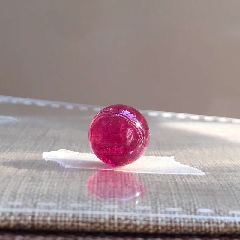 君政收藏款桃红碧玺单珠 浓彩亮彩晶体通透明亮可搭配多宝手链转运珠