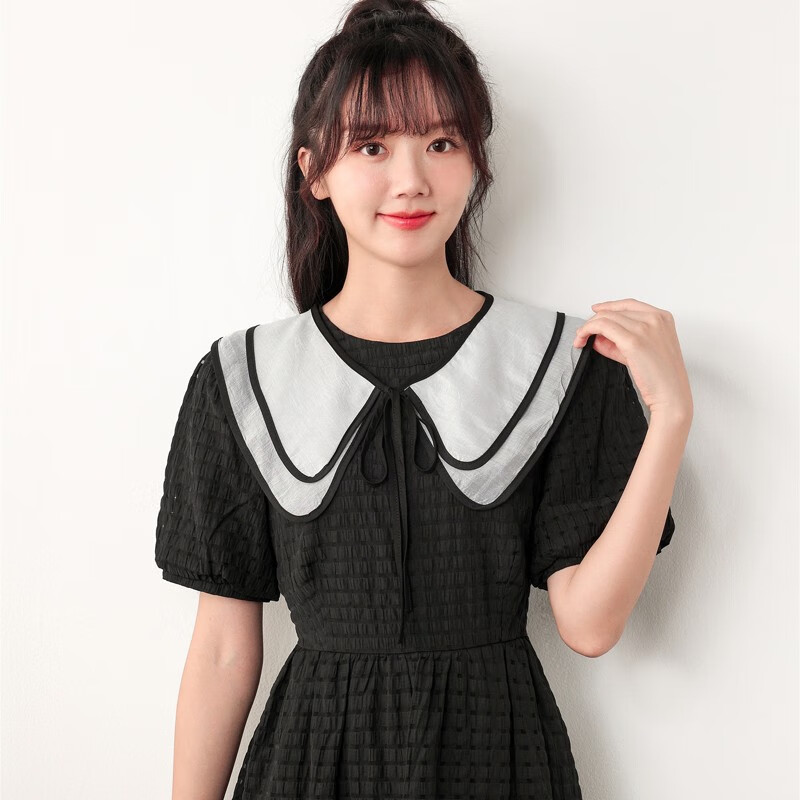 八爪蜘蛛小披肩女斗篷夏季配裙子蝴蝶结绑带假领子 白色 均码