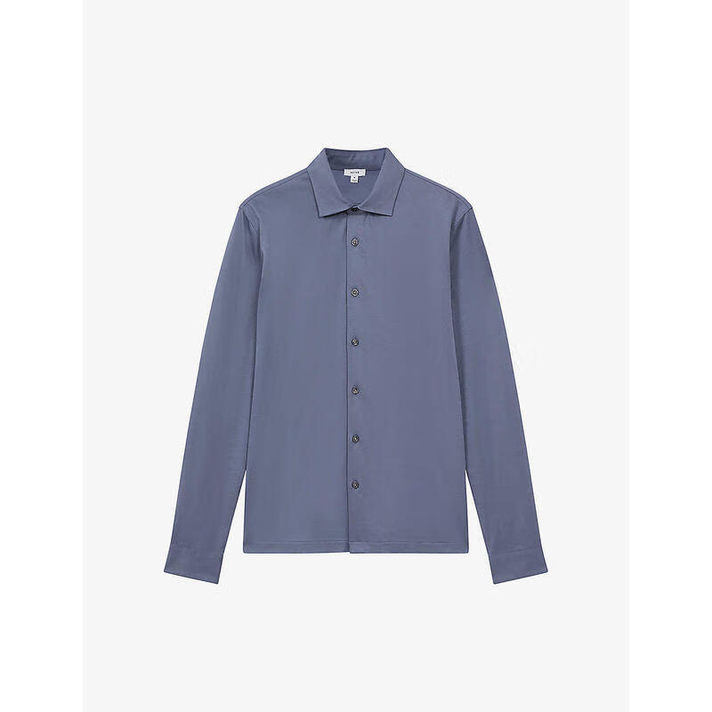 Reiss 奢侈品潮牌 男士 VISCOUNT 丝光常规版型纯棉衬衫 AIRFORCE BLUE L