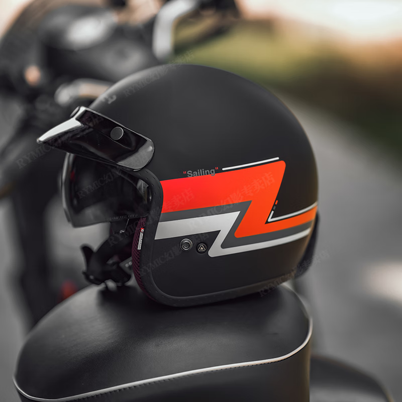 睿觅(rymic)复古踏板摩托车头盔男女士机车半覆轻便式电动车安全帽3c