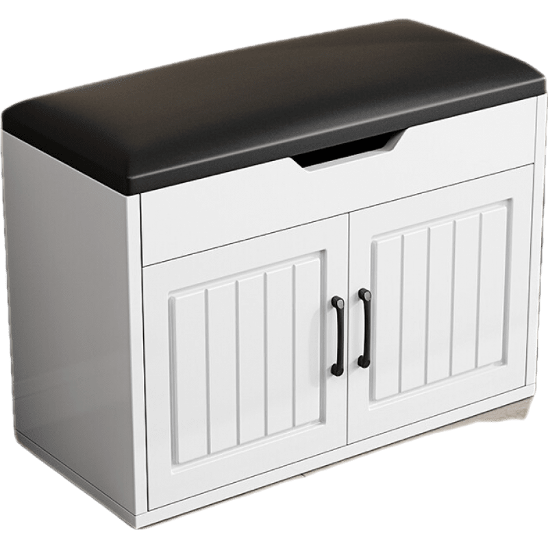 鞋柜门口可坐现代换鞋凳多功能试鞋柜家用门口沙发凳储物收纳可坐凳入户穿鞋凳 【翻盖款】60cm黑色坐垫(整装) 60cm*33