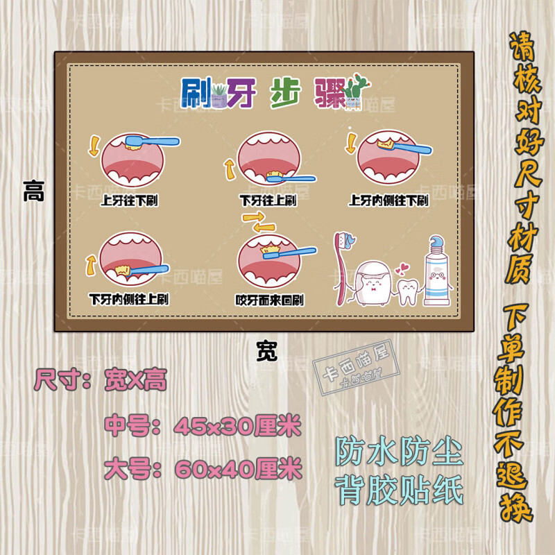 幼儿园文明礼仪班级公约喝水上厕所流程午休步骤教室装饰布置墙贴 Y27-2刷牙步骤 中