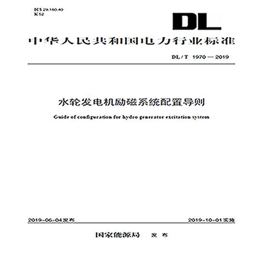 DL/T 1970—2019 水轮发电机励磁系统配置导则