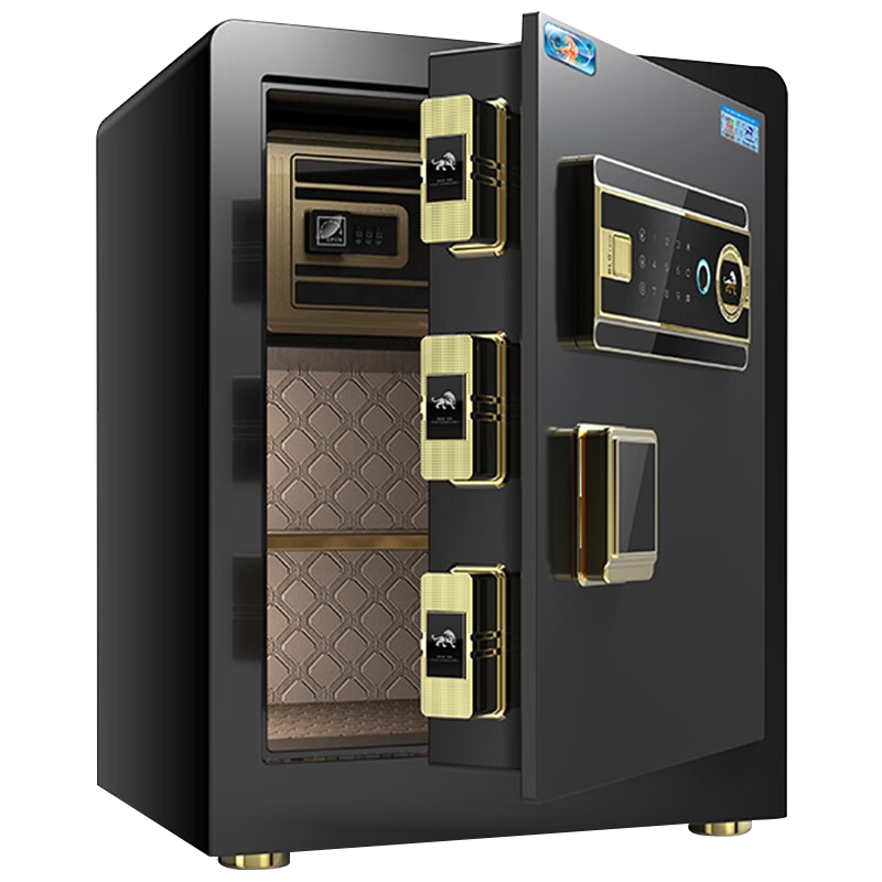 虎牌保險柜家用辦公小型指紋密碼WiFi保險箱全鋼防盜可入墻保密保管柜 博瑞系列 45cm 鋼琴黑