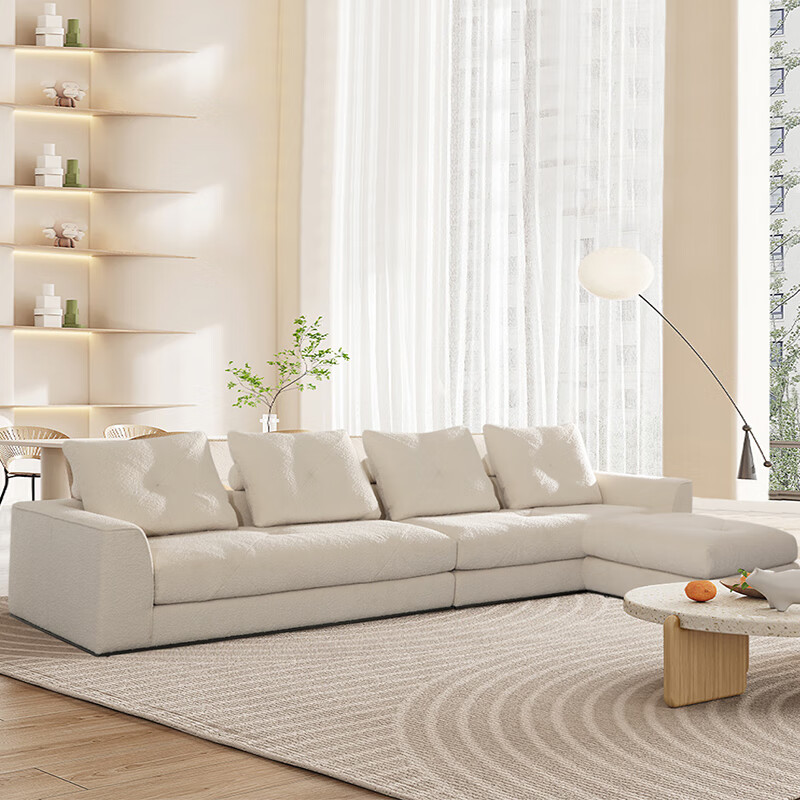 非同沙发意大利设计师款奶油风沙发l形网红客厅一字型妃位沙发四人位 