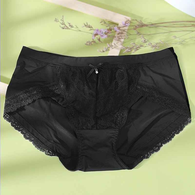 戴芝蒂夏新款中腰性感蕾丝透气女式内裤gb66503 黑色 m