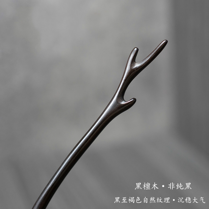京营古装汉服发簪手工木中国风黑檀木鹿角簪子盘发步摇古风头饰发钗