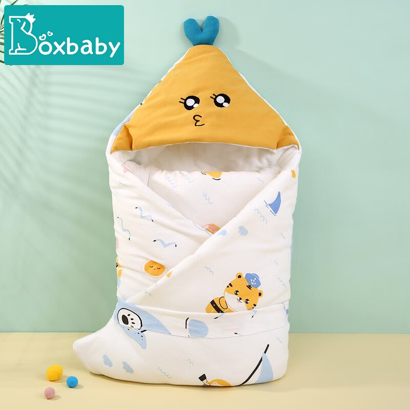 boxbaby婴儿抱被秋冬加厚包被保暖防惊跳襁褓新生儿小被子防踢被外出包被 开心恐龙（加棉款/5-15℃）