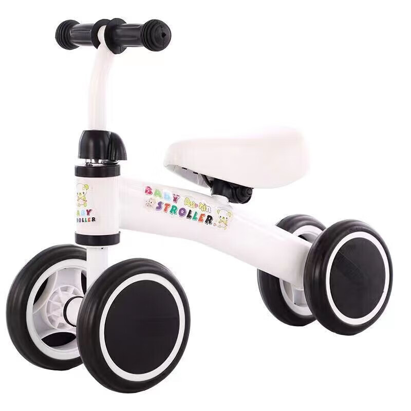 BAKXZ【专享】儿童平衡车滑步车四轮溜溜车1—3岁无脚踏自行车助 米白色