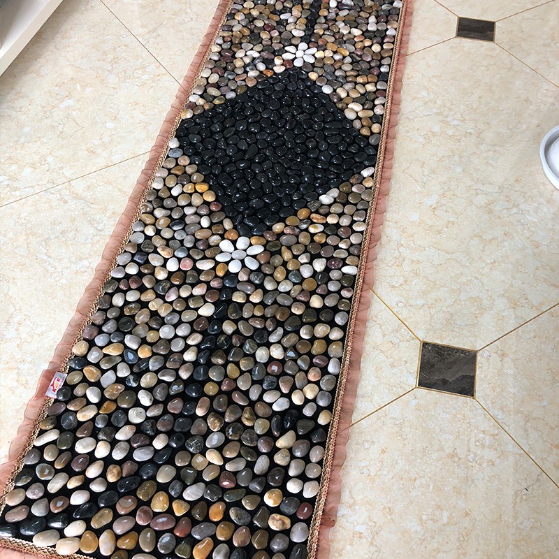 天然鹅卵石地垫足底按摩脚垫雨花石腿部穴位训练走毯指压板器材 平安结 50*200cm