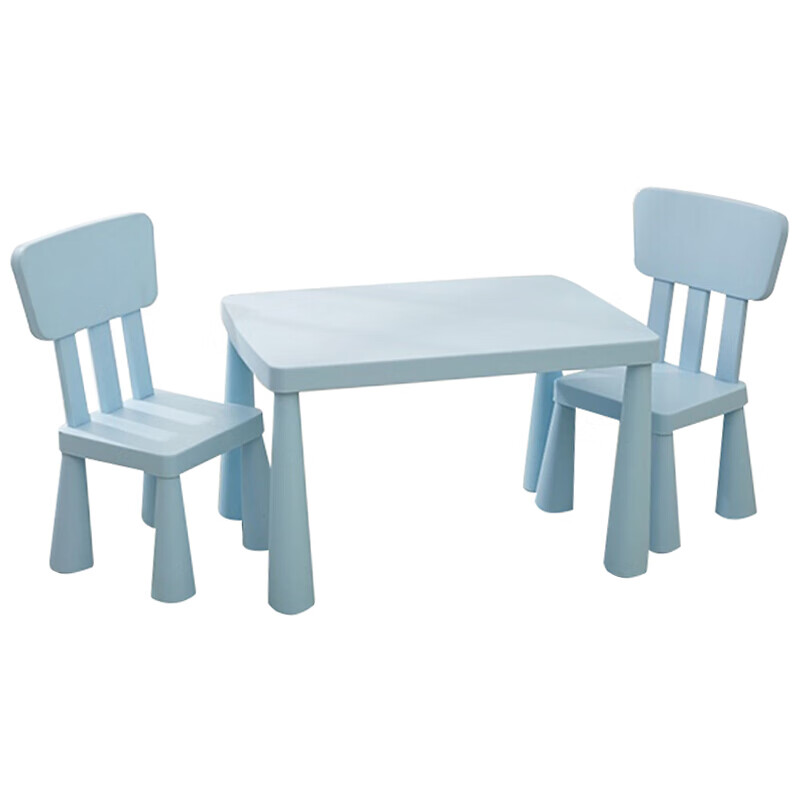 儿童桌椅组合家用写字桌 幼儿园桌椅塑料桌椅子宝宝学习吃饭桌椅套装积木桌书桌玩具桌 蓝桌+二个蓝椅