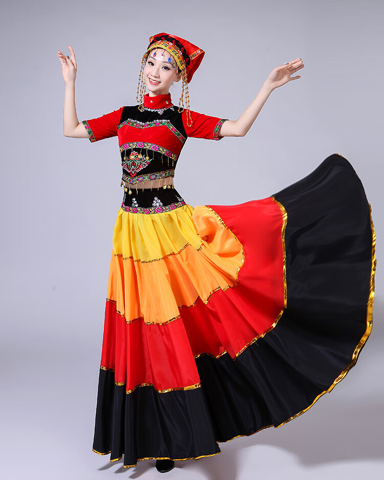 确不凡少数民族服装女云南的彝族服装女成人大凉山套装彝族大摆裙彝族