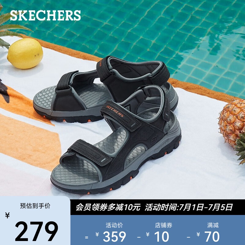 斯凯奇（Skechers）凉鞋男2023夏季运动休闲软底外穿沙滩鞋潮流拖鞋204105 黑色/BLK 41