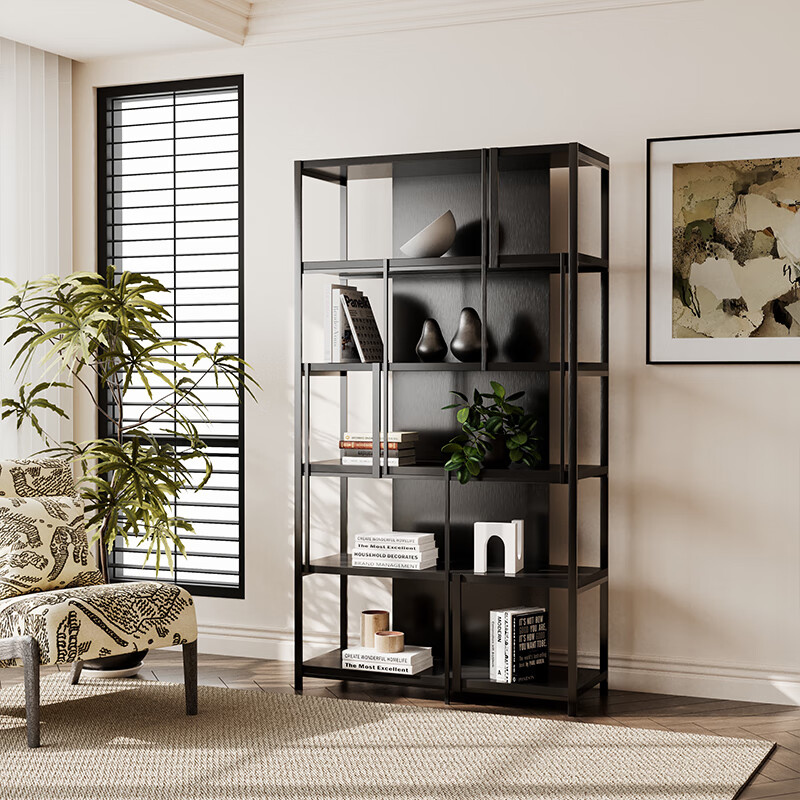 伊尊南叙事现代轻奢不锈钢书架办公室多层落地装饰置物架简约收纳架